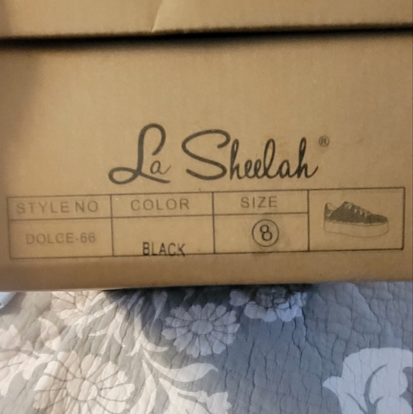 LaSheelah NWT Black Sparkly Sneakers Sz 8 - Picture 7 of 10